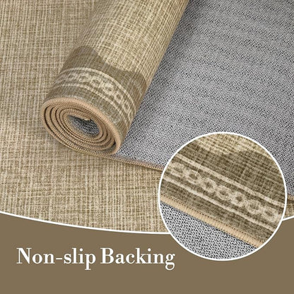 Garvee Entryway Rug 3x5 Washable Bordered Modern Rug Foldable Low Pile Jute | Stain-Resistant Carpet Ultra Soft Non Slip Lightweight Rugs Indoor Non-Shedding Mat for Kitchen Bedroom Nursery Entrance