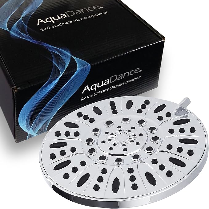 AquaDance High Pressure 6-Setting, 7" Rainfall Shower Head – Tested to Meet US Quality Standards, Angle-Adjustable, with Tool-Free Installation – Chrome Finish | Angle Adjustable with Extra-wide Flow Coverage & High Precision Anti-clog Nozzles. Tool-Fr...