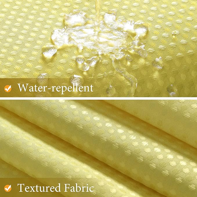 Shower Curtain 72 inches Long for Bathroom 1 Panel Lemon Yellow | 6FT, Ombre Waffle, Shower Curtains with Hook, Water Repellent, Boho Farmhouse, Simple Modern Bath Decor, 72x72