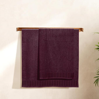 Cotton 2 Pack Oversized Bath Towel Set 28x55 inches, Large Bath Towels, Ultra Absorbant Compact Quickdry & Lightweight Towel, Ideal for Gym Travel Camp Pool - Burgundy
