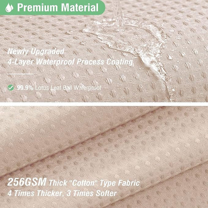 Blush Pink Fabric Shower Curtain - Waffle Weave Textured Heavy Duty Cloth Shower Curtains for Bathroom, 256GSM Hotel Luxury Weighted Bath Curtain Set with 12 Hooks,72x72, Blush Pink | Thick Textured Cloth, Weighted Hem, Water Repellent Washable, Hotel ...