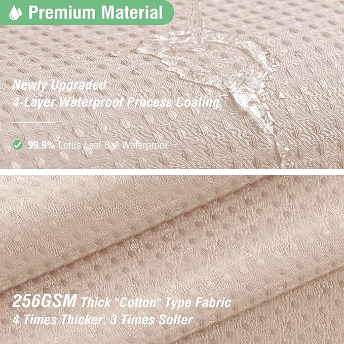 Extra Long Waffle Shower Curtain 256 GSM Fabric 72"x84" Blush Pink | 84 Inch Long, Thick Cloth, Weighted Hem, Water Repellent, Tall Hotel Luxury Polyester Shower Curtains for Bathroom 12 Hooks