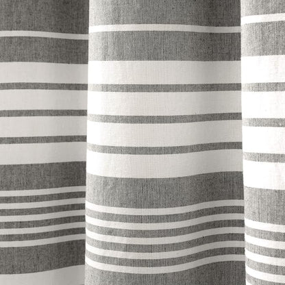 Lush Decor Nantucket Yarn Dyed Cotton Blend Tassel Fringe Shower Curtain Single 72" W x 72" L Gray - Gray Shower Curtains for Bathroom Curtain