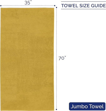 Elegant Comfort Premium Turkish Cotton 1 Piece Jumbo Bath Towel - 35 x 70 inch, Luxurious Hotel Spa Quality 100% Turkish Cotton Large Bath Towel - Highly Absorbent - Soft Bathroom Towel, Gold