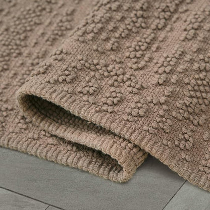 French Connection Nellore Bathroom Rugs, Woven and Beaded Bathroom Mats, Durable Bath Rugs, Thick Bath Mats for Bathroom and Shower Rugs, 26" x 49", Light Brown