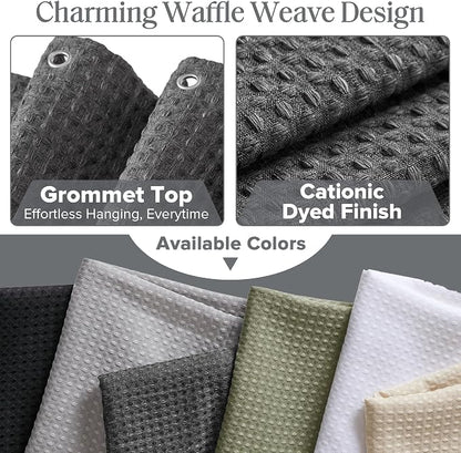 Madison Park Arbor Waffle Extra Wide Shower Curtain, 108 x 72, Charcoal | Adds Privacy, Machine Washable, Farmhouse, OEKO-TEX Certified Bathroom Curtain, 3M Scotchgard Moisture Management