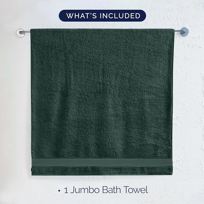 Elegant Comfort Premium Turkish Cotton 1 Piece Jumbo Bath Towel - 35 x 70 inch, Luxurious Hotel Spa Quality 100% Turkish Cotton Large Bath Towel - Highly Absorbent - Soft Bathroom Towel, Hunter Green