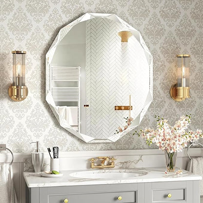 30x36 Inch Bathroom Mirrors for Over Sink, Round Frameless Mirrors for Wall | Beveled Bathroom Mirror, Bathroom Vanity Circle Mirror for Bedroom Living Room Entryway Home Decor