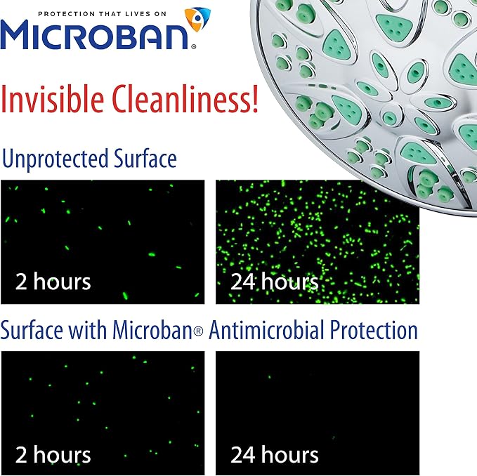 AquaDance Antimicrobial/Anti-Clog High-Pressure 30-setting Dual Head Combination Shower with Microban Nozzle Protection From Growth of Mold, Mildew & Bacteria for a Healthier Shower – Aqua Blue