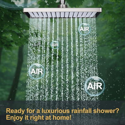 Cobbe Rainfall Shower Head for Bathroom, 11.8 Inch Large Rectangular with Adjustable Stainless Steel 11 Inch Extension Arm - Premium Quality Luxury Experience, No Tools Installation, Brushed Nickel