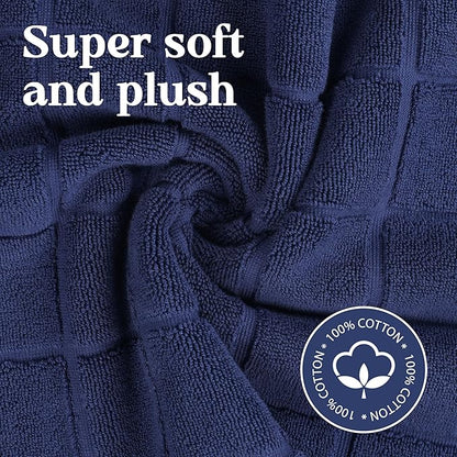 Superior 100% Cotton Bathmat Set, Bath Mats, Bathroom Decor, Shower, Bathtub Essentials, Home Accessories, Small Washable Rug, No Backing, Heavyweight, Nora Collection, Set of 2, 22" x 35", Navy Blue