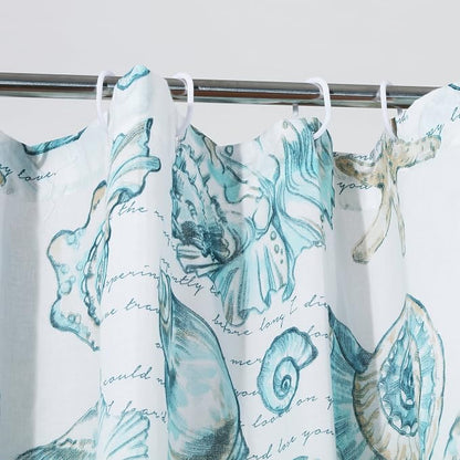 Greenland Home Fashions Fabric Sensations Shower Curtain, Stylish Bathroom Decor, Machine Washable, 72 inches x 72 inches, Cruz Coastal White