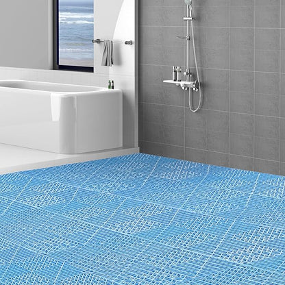 Happybuy Interlocking Tiles 55 PCS Blue, Drainage Tile 12x12x0.5 Inches, Outdoor Floor Interlocking Deck Tile, Flooring for Pool Shower Bathroom Deck Patio Garage Tiles