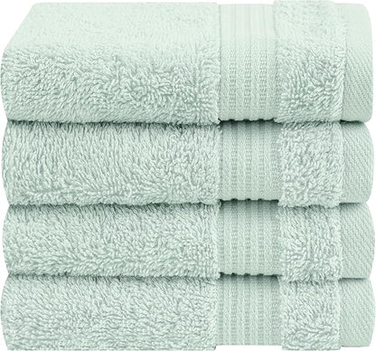 Cotton Paradise 100% Cotton Turkish Washcloth Set for Bathroom, 4 Piece Soft Absorbent Small Towels Wash Rags, Mint