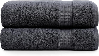 LANE LINEN Large Bath Sheets Absorbent Quick Dry 100% Cotton 2 Pack - Black | Large Bath Sheets - Classic Terry Weave, Densely Woven, Coordinated Colors, Everyday Durability, OEKO-TEX Certified