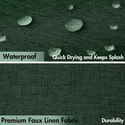MIULEE Linen Fabric Shower Curtain Dark Green W72*L72 12 Metal Hooks | Washable, Modern, Heavy Duty, Shower Curtain Set, Waterproof Thick Cloth Shower Curtains, Bathroom Bathtub