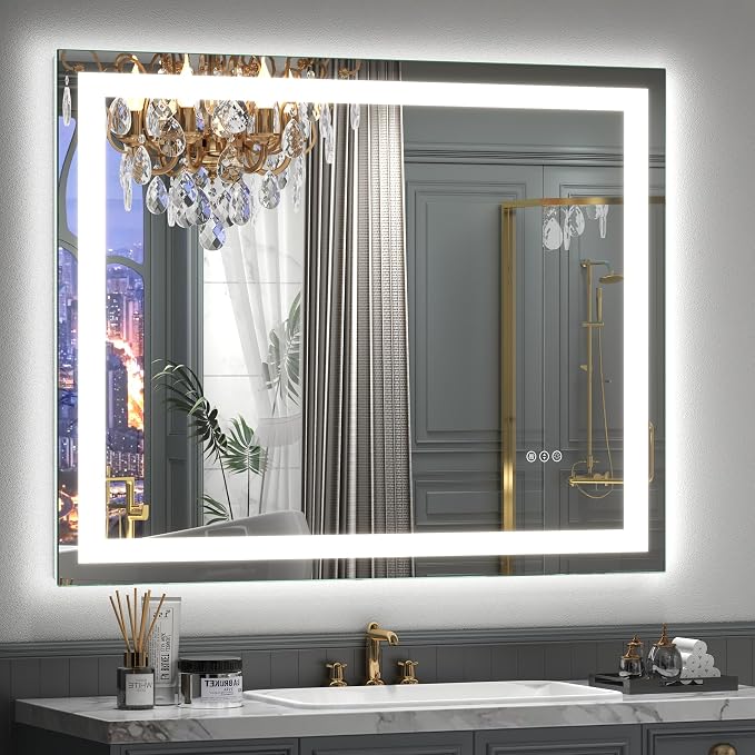 40x36 Inch LED Lighted Bathroom Vanity Mirror | Front Lights+Backlit, Dimmable, Anti-fog, 3 Colors, Shatter-Proof,ETL Listed, Hangs Horizontally or Vertically
