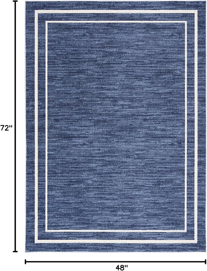 Nourison Home Nourison Essentials Navy/Ivory 4' x 6' Area Rug - Easy Clean, Non Shedding, Bed Room, Living Room, Dining Room, Kitchen (4' x 6')