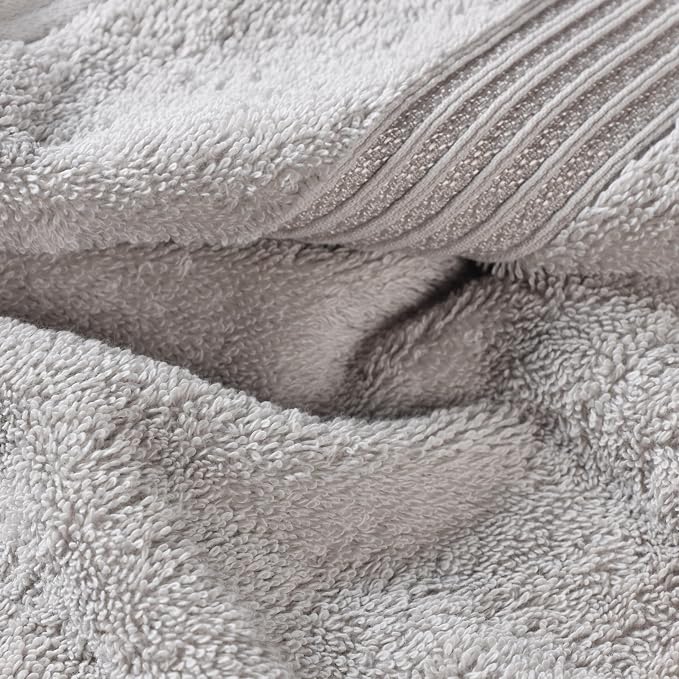 Superior Egyptian Cotton 12-Piece Towel Set, Assorted Towels for Home Bathroom, Guest Bath Decor Essentials, Includes 4 Bath, 4 Hand, 4 Face Towels/Washcloths, Quick Dry, Absorbent - Silver