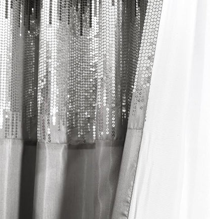Lush Decor Night Sky Window Curtain Panel, Single, 100" W x 84" L, Black & Gray - Sequin Curtains - Sparkly Photo Backdrop - Modern Glam Decor - Extra Wide Long Curtains For Bedroom & Living Room