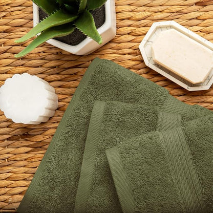 Superior Egyptian Cotton Plush Absorbent, 10 Piece Set, Forest Green | Quick Dry, Soft Luxury Towel Set, Bath Essentials, Guest Bath, Spa, 2 Bath, 4 Hand, 4 Face Towels, Madeline Towels