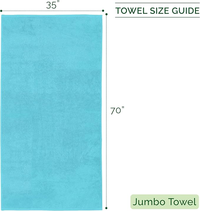 Elegant Comfort 100% Turkish Cotton Corduroy Ribbed Luxury Jumbo Bath Towel Ultra Soft - 35 x 70 Inch - Luxury Spa Premium Hotel Quality Highly Absorbent and Quick Dry Large Bath Towel, Aqua