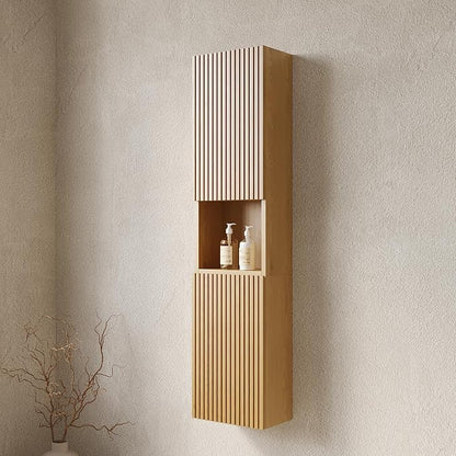 KEIKI Bathroom Wall Cabinet with Soft-Close Doors & Open Shelf, Golden Oak | Premium Wood Medicine Cabinet, Narrow Storage Cabinet for Bathroom Kitchen Laundry Room