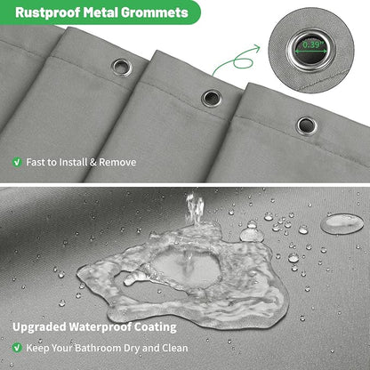 eachope Waterproof Fabric Shower Curtain Liner,72x72 Inch Grey,1 Pack | 3 Heavy-Duty Magnets,Machine Washable,Durable Rustproof Grommets,Hotel Quality,Easy Care,Secure Fit for Bathroom