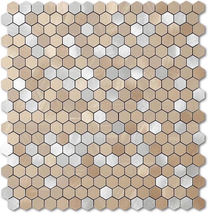 Stripe Hexagon Backsplash Tile Peel and Stick Brown 10pcs