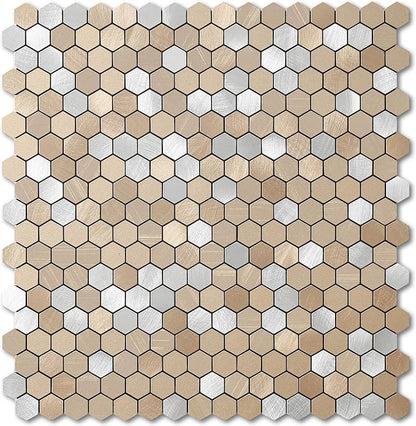 Stripe Hexagon Backsplash Tile Peel and Stick Brown 10pcs
