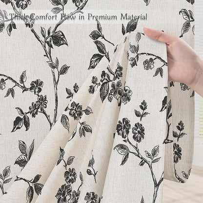 MitoVilla Small Stall Linen Floral Shower Curtain for Bathroom,36 x 72 | Narrow Half BoHo Cottagecore Spring Shower Curtains, Modern Farmhouse Country Plant Leaves Bathroom Décor, 36 x 72