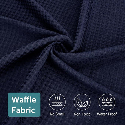 3 in 1 Shower Curtain Set, Waffle Shower Curtain and Liner Set with 12 Double Sided Shower Curtain Hooks, 258GSM Luxury Weighted Cloth Shower Curtains for Bathroom, 72 W x 72 H, Navy Blue