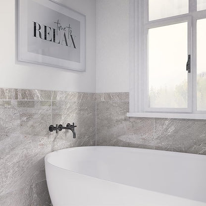 Daltile Perpetuo 24" X 24" Porcelain Marble Look Floor Tile in Polished Eternal Grey (4 pieces per carton) (15.20 sqft per carton)