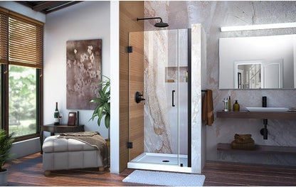 DreamLine Unidoor 33-34 in. W x 72 in. H Frameless Hinged Shower Door in Satin Black, SHDR-20337210-09