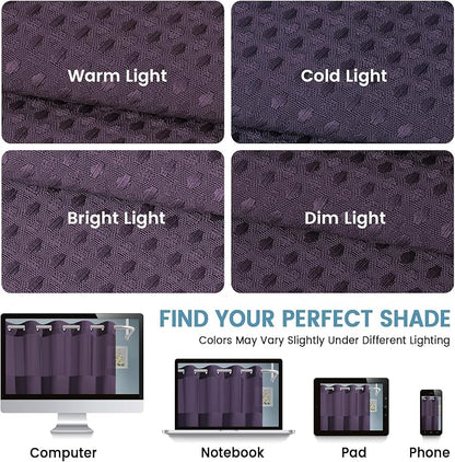 EUTXL Heavyweight Purple Hotel Style Shower Curtain with Snap in Liner - 256GSM Waffle Textured,Hotel Grade,Spa Like Bath Curtain,71W x 74H