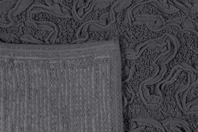 Home Weavers Bell Flower Collection 100% Cotton Tufted Bath Rugs, Extra Soft and Absorbent Bath Rugs, Non-Slip Bath Mats, Machine Washable, Bath Mats for Bathroom Floor and Tub, 22" Round, Gray