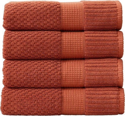 4 Pack 100% Cotton Bath Towels | Clay Towels | Oeko‑TEX Standard 100 | Soft & Absorbent, Quick‑Dry | Trinity Collection - Baked Clay