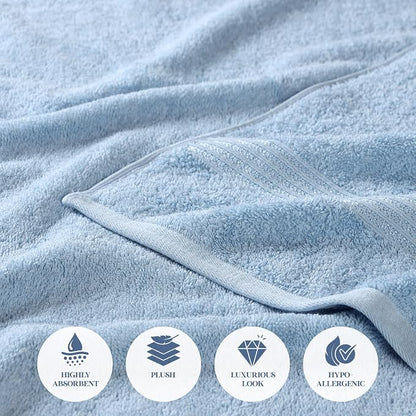 Superior Egyptian Cotton 8-Piece Hand Towel Set, Towel Basics For Quick Dry, Absorbent Small Towels, Facial, Spa, Kitchen, Bathroom Essentials, Apartment, Guest Bath, Soft, Washcloth, Light Blue