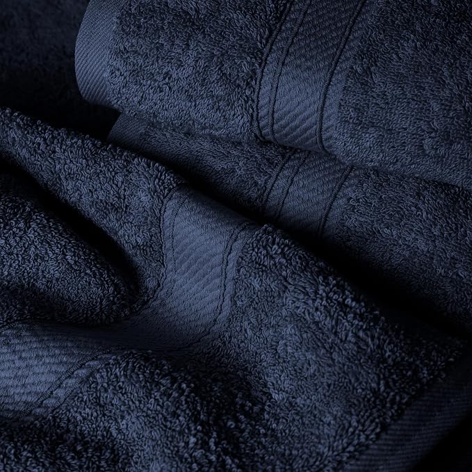 SUPERIOR Egyptian Cotton Ultra Plush & Absorbent, 6 Piece Set, Navy Blue | Quick Dry, Soft Luxury Towel Set, Bath Essentials, Guest Bath, Spa, 2 Bath, 2 Hand, 2 Face Towels, Madeline Towels