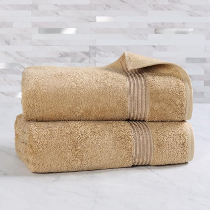 Superior Egyptian Cotton 2-Piece Bath Sheet Towel Set, Oversized Body Towels For Adults And Kids, Large Towel For Bath, Shower, Guest Bathroom, Spa, Gym, Resort, Essentials, Airbnb, Toast