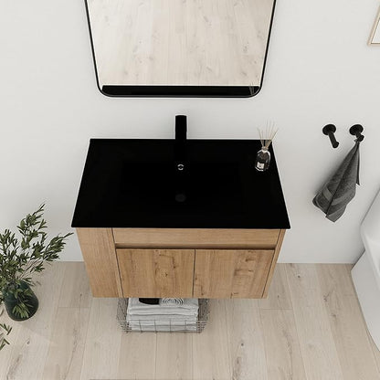 Bathroom Vanity with Sink 30 Inch, Modern Bathroom Vanities Set, Single Bathroom Vanity Set with Top Basin and Storage Cabinet, Soft Close Doo(IMO, 30 * 18)