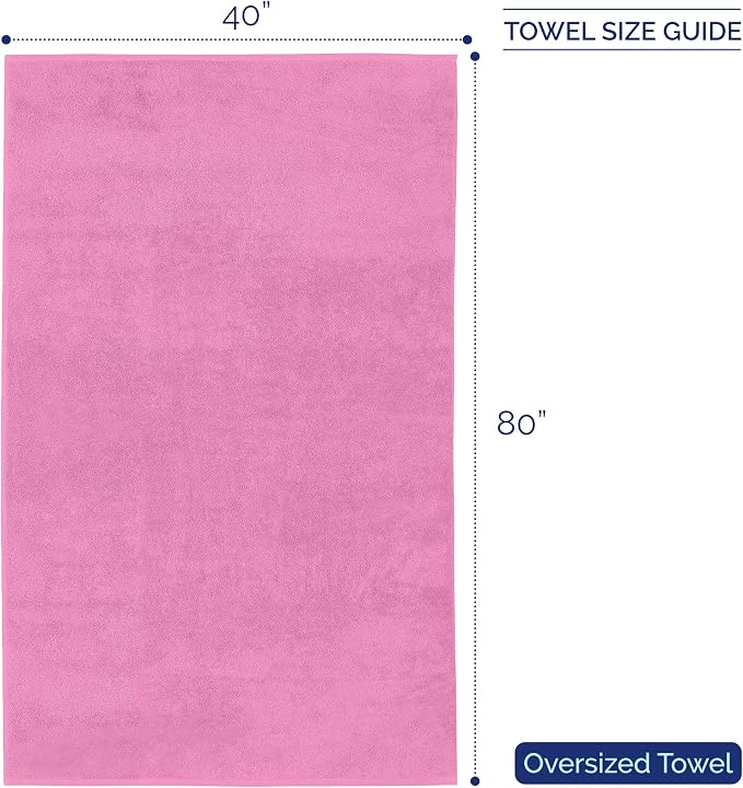 Elegant Comfort Premium Super Soft Highly Absorbent 1 Piece Oversized Bath Sheet - 40" x 80" inch, Luxurious Hotel Spa Quality 100% Turkish Cotton Extra Large Bath Towels for Adults, Light Pink