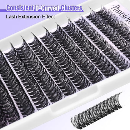 Lash Clusters 40D 280pcs Cluster Eyelash Extensions 9-16mm Mix Eyelash Clusters Lash Extension Individual Lashes for Self Application (40D, 0.07D, 9-16mm)