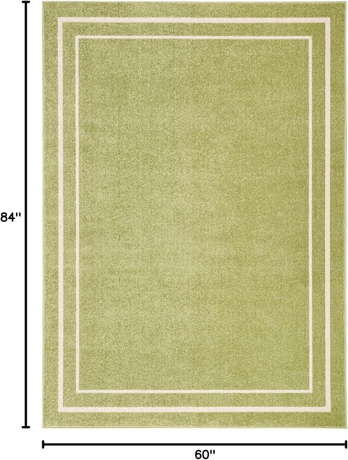 Nourison Home Nourison Essentials Green Ivory 5' x 7' Area Rug - Easy Clean, Non Shedding, Bed Room, Living Room, Dining Room, Kitchen (5' x 7')