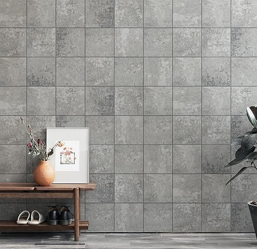 W&S 24-Sheets Peel and Stick Floor Tiles,Light Gray Peel and Stick Backsplash, Self Adhesive Flooring for Bathroom, Bedroom, Living Room, Rigid&Thicker Stick on Kitchen Flooring