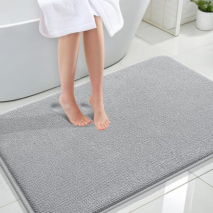 OLANLY Memory Foam Large Bathroom Rug 44x32, Absorbent Bath Mat, Light Grey | Soft Quick Dry Bath Rugs, Non-Slip Carpet, Machine Washable Mat for Bathroom Floor, Tub and Shower, Home Decor Accessories