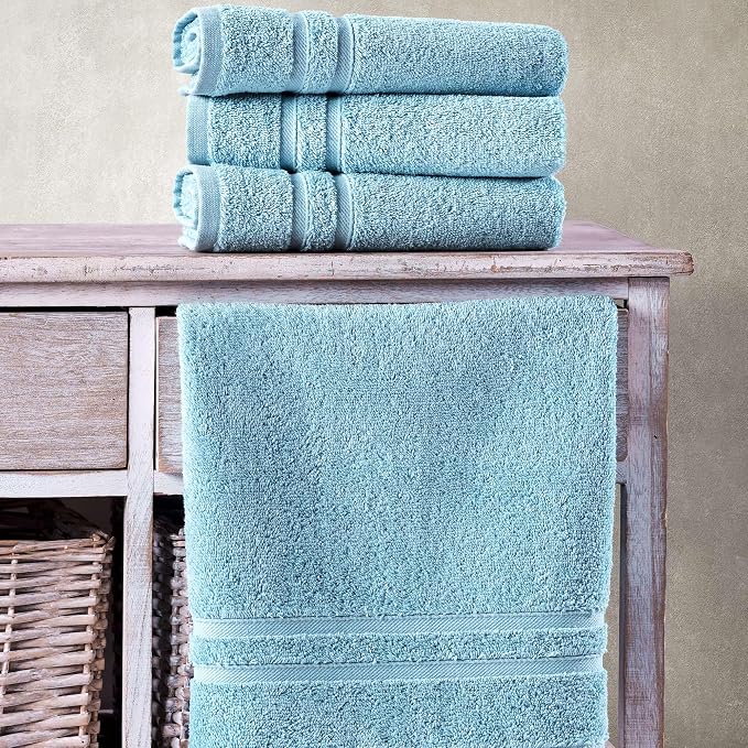 Hawmam Linen Light Blue Hand Towels 4 Pack Turkish Cotton Premium Quality Soft and Absorbent Small Towels for Bathroom