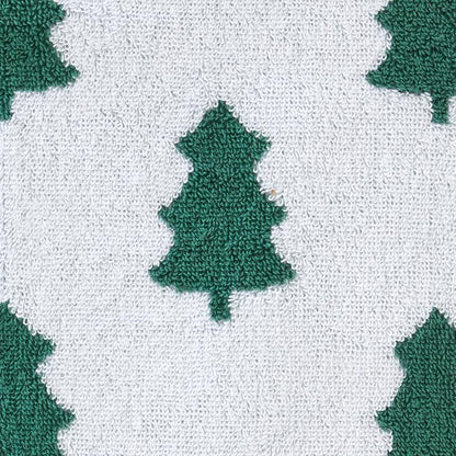 SKL Home Christmas/Winter Holiday Trees Bath Towel, Reversible, Green/White | 100% Cotton. 500 GSM weight. Soft & absorbent jacquard. Great for holiday gifting.