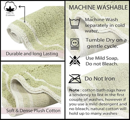 Home Weavers Allure Collection 100% Cotton Tufted Round Shape Bathroom Rug, Soft and Absorbent Bath Rugs, Non-Slip Bath Carpet, Machine Wash Dry Bath Mats for Bathroom Floor, 30" Round, Green