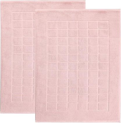Superior 100% Cotton Bathmat Set, Bath Mats, Bathroom Decor, Shower, Bathtub Essentials, Home Accessories, Small Washable Rug, No Backing, Heavyweight, Nora Collection, Set of 2, 22" x 35", Tea Rose